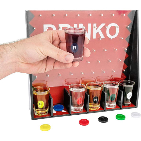 Joc de Baut Gravitational Cyrax, pentru Petreceri, Interactiv, pana la 6 Jucatori, Pahare de Shot Incluse, 25.5 x 6.7 x 27.5 cm, Rosu