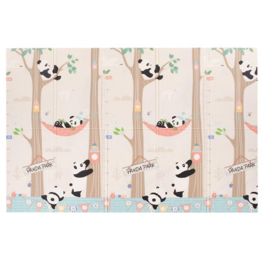 Covoras pentru Copii, Cyrax, cu 2 Fete, Model Panda/Party, din XPE+PE, Impermeabil, Antiderapant, Protectie Termica, +3 Luni, Pliabil, 180 x 200 x 1 cm, Multicolor