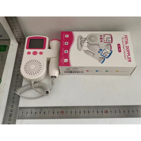 Monitor Fetal Doppler, Cyrax, Monitorizare Sarcina, Ritm Cardiac, Ecran LCD 4.5 cm, 2 x Baterii AA (neincluse), Portabil, din ABS, 12.8 x 9.6 x 3 cm, Utilizare de la 9 Saptamani, Roz