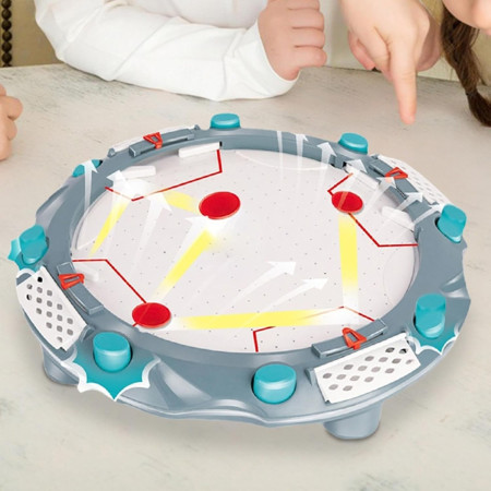 Masa Air Hockey, Cyrax, cu Tabela de Scor, 2 Pucuri, Fara Picioare, din ABS, pentru Adulti/Copii +5 Ani, 35.5 x 7.8 x 35.5 cm, Gri