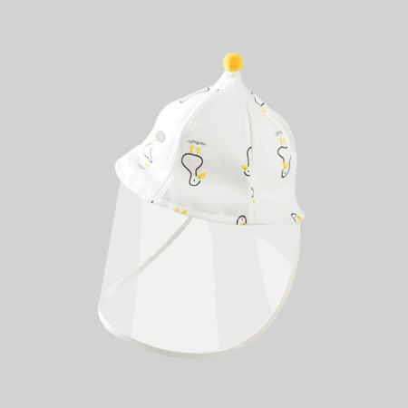 Palarie de Protectie pentru Bebelusi, Cyrax, Model Ratuste, Pescareasca, de Primavara si Toamna, cu Masca si Fermoar, 48 cm, pentru 6-12 Luni, Alb