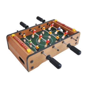 Masa de Fotbal cu Teren, Cyrax, fara Picioare, 4 Manere, Tablou de Scor, 36.5 x 24 x 7 cm, din Lemn/Otel/ABS, Maro