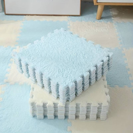 Set 10 Piese Covor tip Puzzle, Cyrax, Spuma EVA, Pufos, 30 x 30 x 1 cm, Baby Blue
