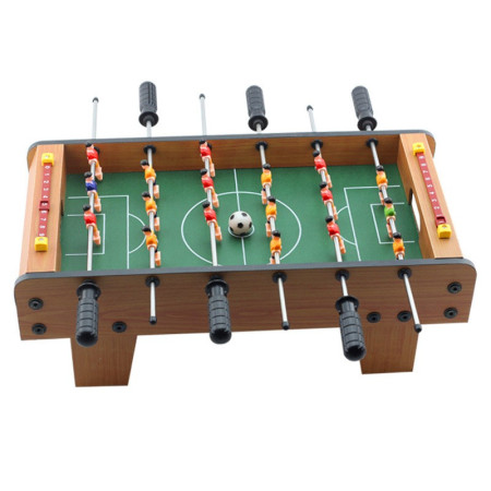 Masa de Fotbal cu Teren si 18 Jucatori Cyrax, 6 Manere, cu Tablou pentru Scor, din Metal, Lemn si ABS, 60.5 x 30.5 x 18.5 cm, cu Picioare, pentru copii/adulti