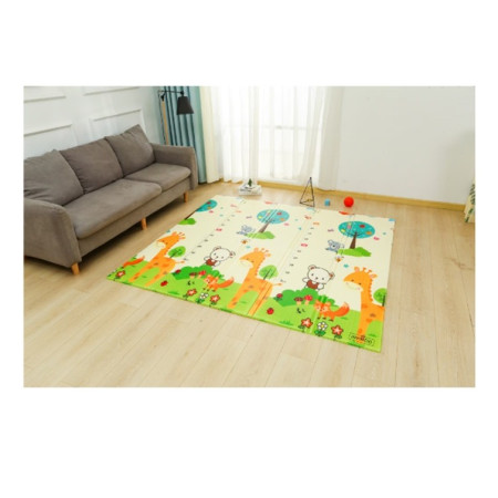 Covoras pentru Copii, Cyrax, cu 2 Fete, Model ZOO/Ursulet, din XPE+PE, Impermeabil, Antiderapant, Protectie Termica, +3 Luni, Pliabil, 150 x 200 x 1.5 cm, Multicolor