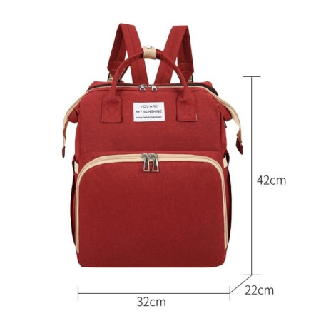 Rucsac Multifunctional pentru Mamici, Cyrax, cu Patut Pliabil si Baza de Schimbat, Rezistent la Apa, Capacitate Mare, Usor, Compartimente Multiple, Buzunar Termic pentru Lapte, 42 x 32 x 22 cm, Rosu