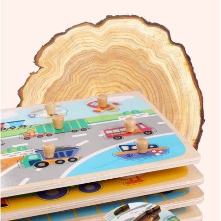 Puzzle Montessori din Lemn pentru Copii, Cyrax, 3D, 0-3 Ani, Model Insecte, Educativ, Intuitiv, Creativ, 9 Piese, 30x22.5x0.8 cm, Multicolor