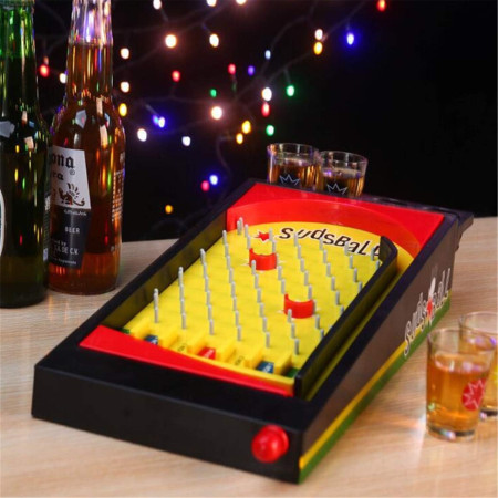 Joc de societate Pinball cu pahare pentru shoturi Cyrax, 40 x 17,7 cm, galben