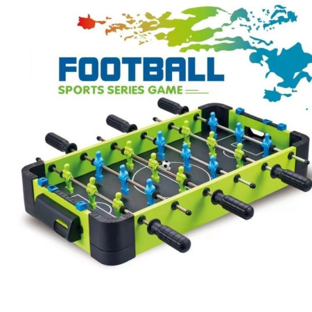 Masa de fotbal cu teren si 18 jucatori Cyrax, 6 manere, cu Tablou Scor, din Metal si ABS, 51 x 44 x 17.5 cm, Design Multicolor, pentru copii/adulti, verde