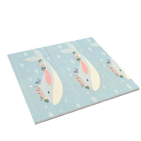 Covoras pentru Copii, Cyrax, cu 2 Fete, Model Balene/Iepurasi, din XPE+PE, Impermeabil, Antiderapant, Protectie Termica, +3 Luni, Pliabil, 150 x 200 x 1.5 cm, Multicolor