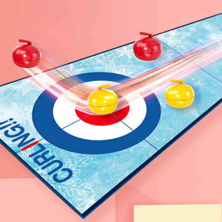 Joc Interactiv, Cyrax, Covor de Curling 90 x 20 cm, 1-4 Jucatori, +5 Ani, 6 Mingi Incluse, Albastru