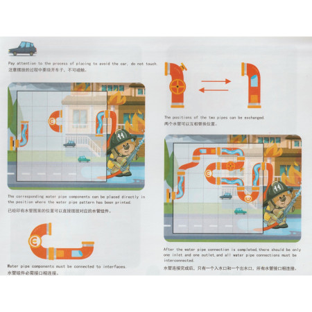 Cyrax Joc educativ magnetic de interconectare, micul pompier, 15 nivele, 9 carti, pentru copii, +3 ani, multicolor