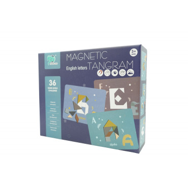 Cyrax Joc Magnetic Tangram, tabla si forme diverse magnetice, 34 de piese, pentru copii, +3 ani, multicolor