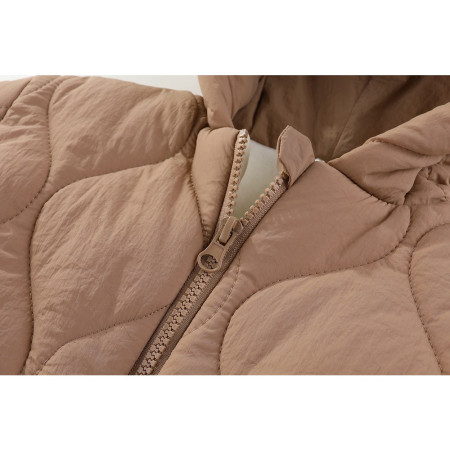 Combinezon de Iarna, Cyrax, pentru Bebelusi, din Bumbac, cu Urechi, Mansete Elastice, Unisex, 66 cm, Maro