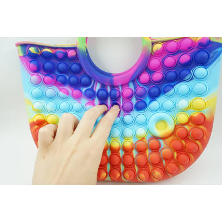 Jucarie Antistres din silicon Cyrax, Pop It Now And Flip It, Geanta mare, 28 cm, Multicolor, Model 6