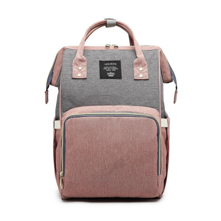 Rucsac Multifunctional pentru Mamici, Cyrax, din Panza Oxford, Compartimentare Multipla, Impermeabil, 43 x 18 x 26 cm, Roz/Gri
