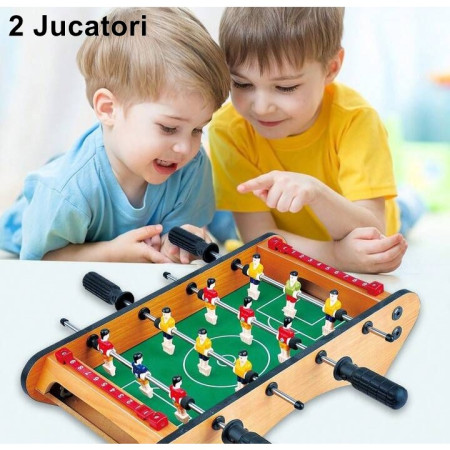 Masa de fotbal cu teren si 12 jucatori Cyrax, 4 manere, cu Tablou pentru Scor, din Metal, Lemn si ABS, 37.5 x 21 x 9.5 cm, Margini Rotunjite, pentru copii/adulti