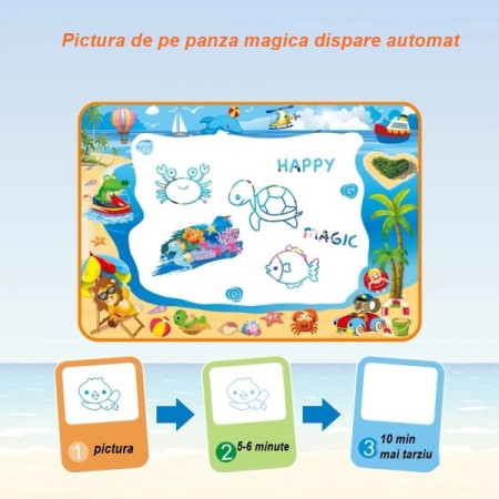 Cyrax Jucarie educativa de colorat cu apa, covorasul magic, 100x70 cm