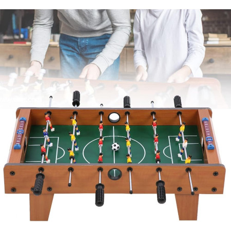 Masa de fotbal cu teren si 18 jucatori Cyrax, cu tablou pentru scor, din metal, lemn si ABS, 50 x 25 x 15.5 cm, pentru copii