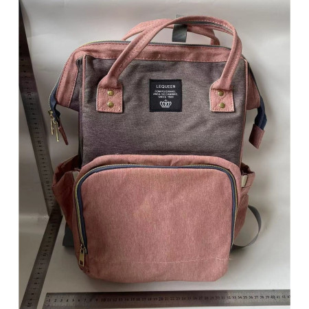 Rucsac Multifunctional pentru Mamici, Cyrax, din Panza Oxford, Compartimentare Multipla, Impermeabil, 43 x 18 x 26 cm, Roz/Gri