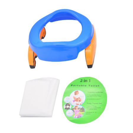 Olita Portabila 2 in 1, Cyrax, Olita + Capac de Toaleta, din Plastic, Diametru 21 cm, Albastru