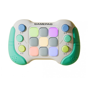 Jucarie Interactiva Cyrax, Tip Consola Pop It, 6 butoane functionale, 5 Moduri de Joc, 600 Niveluri, + 3 ani, Verde/Gri