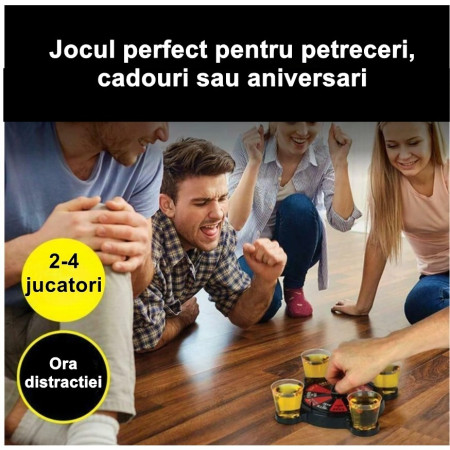 Joc de Baut Ruleta cu Pahare de Shot Cyrax, 15 x 16.5 cm, Rosu/Negru