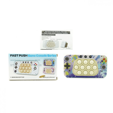 Jucarie interactiva tip consola pentru copii Cyrax, speed push whack-a-mole, joc de viteza pop it, material ABS/silicon, cu nivele, sunete si lumini, 15.5 x 7.6 x 5.3 cm, model culori, multicolor