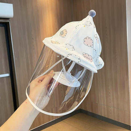 Palarie de Protectie pentru Bebelusi, Cyrax, Model cu Norisori Roz, Pescareasca, de Primavara si Toamna, cu Masca si Fermoar, 48 cm, pentru 6-12 Luni, Roz