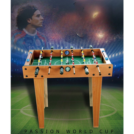 Masa de fotbal cu teren si 18 jucatori Cyrax, cu tablou pentru scor, din metal, lemn si ABS, cu Picioare, 69 x 34 x 65 cm, pentru copii si adulti