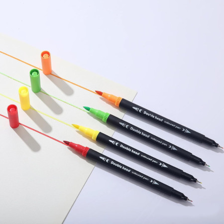 Set Carioci pe Baza de Apa, Cyrax, 2 in 1, pentru Pictura, Caligrafie, 100 Culori, Penar Negru, Corp Carioca Negru, 23.5 x 19.5 x 7.5 cm, Multicolor
