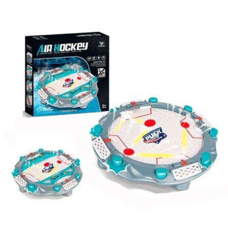 Masa Air Hockey, Cyrax, cu Tabela de Scor, 2 Pucuri, Fara Picioare, din ABS, pentru Adulti/Copii +5 Ani, 35.5 x 7.8 x 35.5 cm, Gri