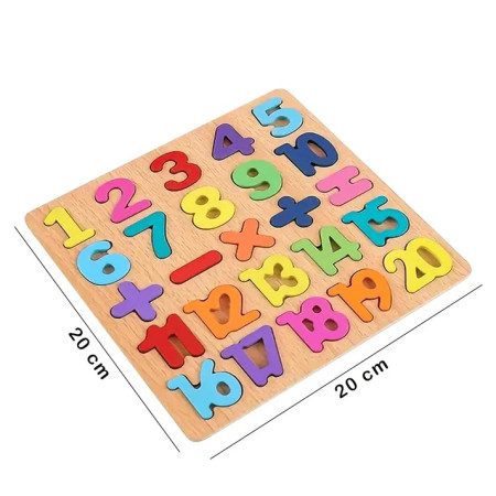 Tabla Montessori, Cyrax, din Lemn, Educatie Timpurie Cifre, 25 Piese Lemn, +18 Luni, 20 x 20 cm, Vopsea pe Baza de Apa, Multicolor