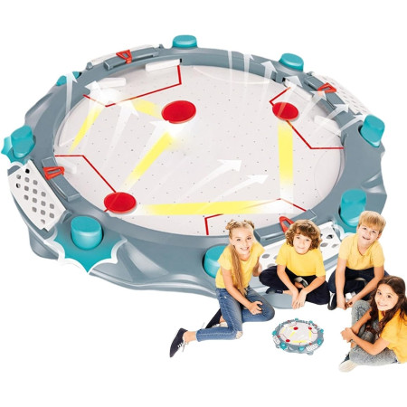 Masa Air Hockey, Cyrax, cu Tabela de Scor, 2 Pucuri, Fara Picioare, din ABS, pentru Adulti/Copii +5 Ani, 35.5 x 7.8 x 35.5 cm, Gri