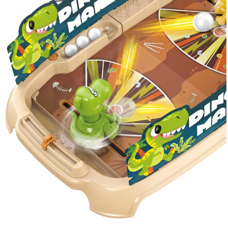 Joc de Masa Interactiv Dino Marbles pentru Copii, Cyrax, 4 Mingi, Tabela Scor, 40.7x27x14 cm, Maro