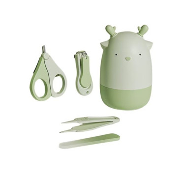 Set 4in1 de Ingrijire Unghii pentru Bebelusi, Cyrax, Cutie de Depozitare Tip Cerb, 0-6 Ani, 11 x 6 x 11 cm, Verde