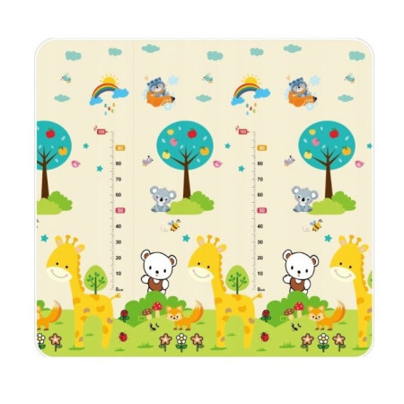 Covoras pentru Copii, Cyrax, cu 2 Fete, Model ZOO/Ursulet, din XPE+PE, Impermeabil, Antiderapant, Protectie Termica, +3 Luni, Pliabil, 150 x 200 x 1.5 cm, Multicolor