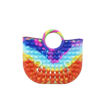 Jucarie Antistres din silicon Cyrax, Pop It Now And Flip It, Geanta mare, 28 cm, Multicolor, Model 6