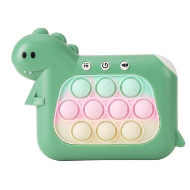 Jucarie Interactiva Pop It Whack A Mole, Cyrax, Tip Consola, Anti-Stres, 4 Moduri de Joc, din ABS si Silicon, +3 Ani, Model Dinozaur, Verde