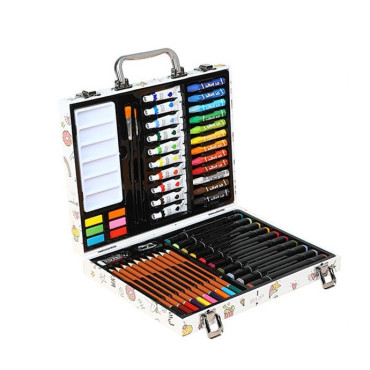 Set 53 Piese pentru Desen si Pictura, Cyrax, Tip Servieta, Model Unicorni, 30 x 24 x 5.4 cm, Multicolor