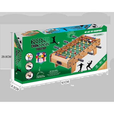 Masa de Fotbal cu Teren si 18 Jucatori Cyrax, 6 Manere, cu Tablou pentru Scor, din Metal, Lemn si ABS, 60.5 x 30.5 x 18.5 cm, cu Picioare, pentru copii/adulti