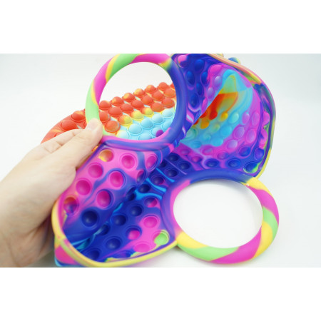 Jucarie Antistres din silicon Cyrax, Pop It Now And Flip It, Geanta mare, 28 cm, Multicolor, Model 6