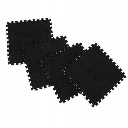 Set 10 Piese Covor tip Puzzle, Cyrax, Spuma EVA, Pufos, 30 x 30 x 1 cm, Negru
