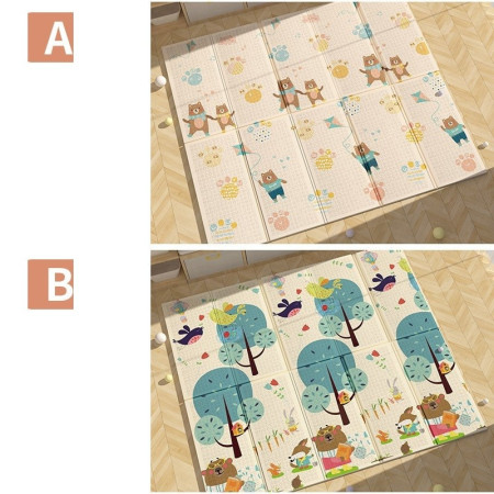 Covoras pentru Copii, Cyrax, cu 2 Fete, Model Zmeu/Ursi, din XPE+PE, Impermeabil, Antiderapant, Protectie Termica, +3 Luni, Pliabil, 150 x 200 x 1.5 cm, Multicolor