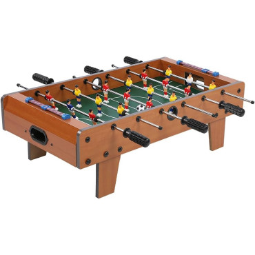 Masa de fotbal cu teren si 18 jucatori Cyrax, cu tablou pentru scor, din metal, lemn si ABS, 50 x 25 x 15.5 cm, pentru copii