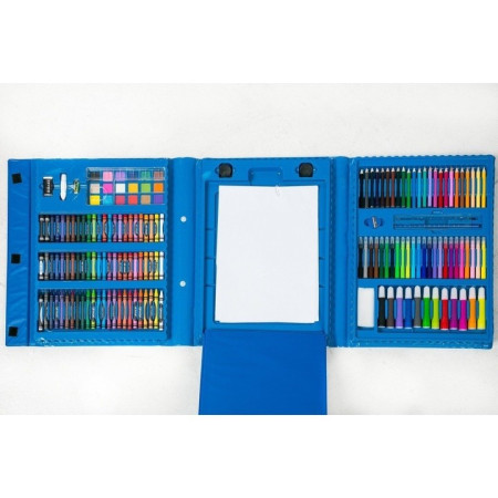 Set 208 Piese, Complet pentru Pictura si Desen, Cyrax, Tip Servieta, 3-12 Ani, 32.6 x 27.7 x 6 cm, Albastru