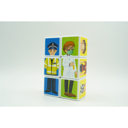 Cyrax Set inteligent de cuburi magnetice pentru copii, 6 piese, cutie depozitare, puzzle joburi, +3 ani, multicolor
