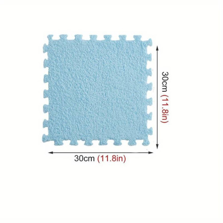 Set 10 Piese Covor tip Puzzle, Cyrax, Spuma EVA, Pufos, 30 x 30 x 1 cm, Baby Blue