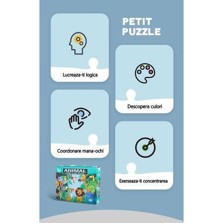 Cyrax Puzzle pentru copii, jungla cu animale, 48 de piese