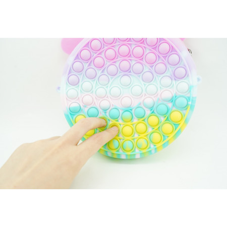 Jucarie antistres din silicon Cyrax, Pop it Now and Flip It ,Geanta ,Multicolor